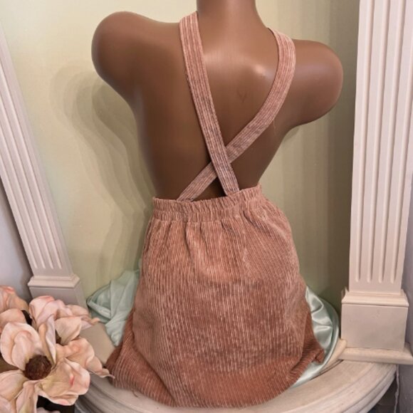 Stylish Pink Corduroy Kids Dress - Picture 4 of 4